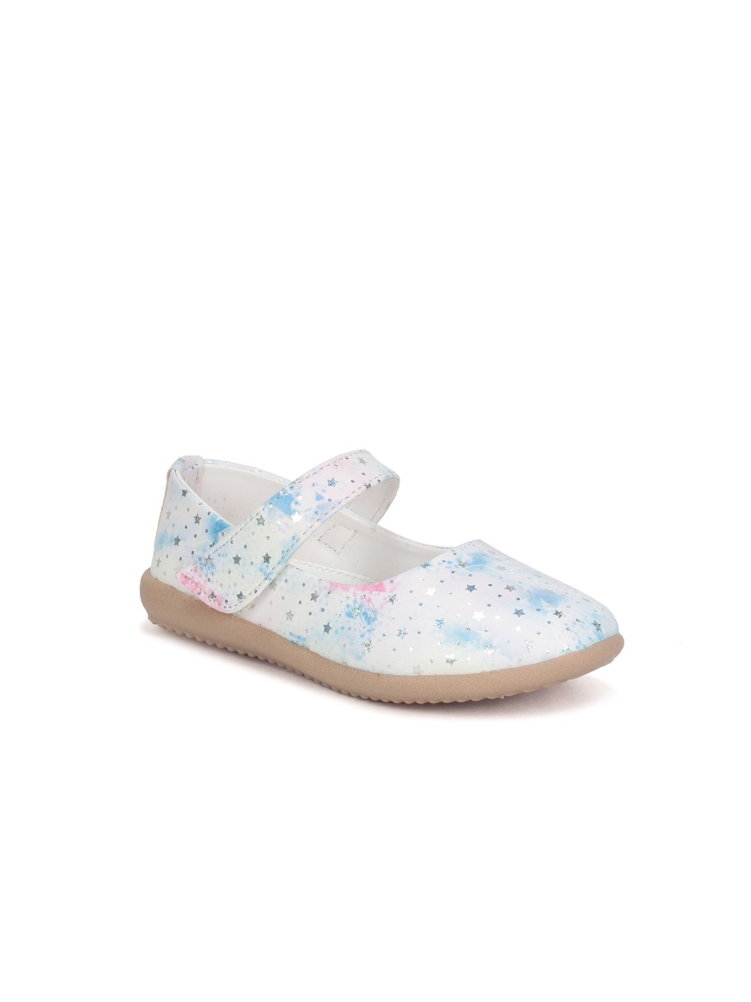 

Lil Lollipop Girls Stars Printed Ballerinas With Velcro Closure, Blue
