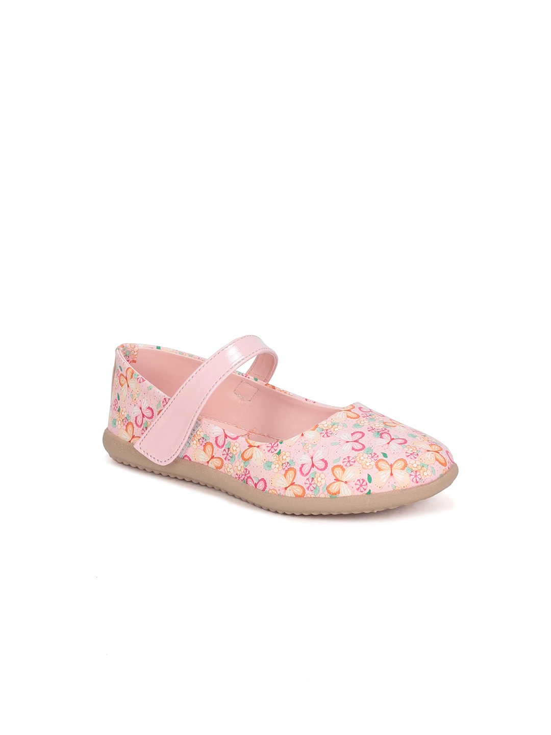 

Lil Lollipop Girls Butterfly Printed Ballerinas With Velcro Closure, Pink