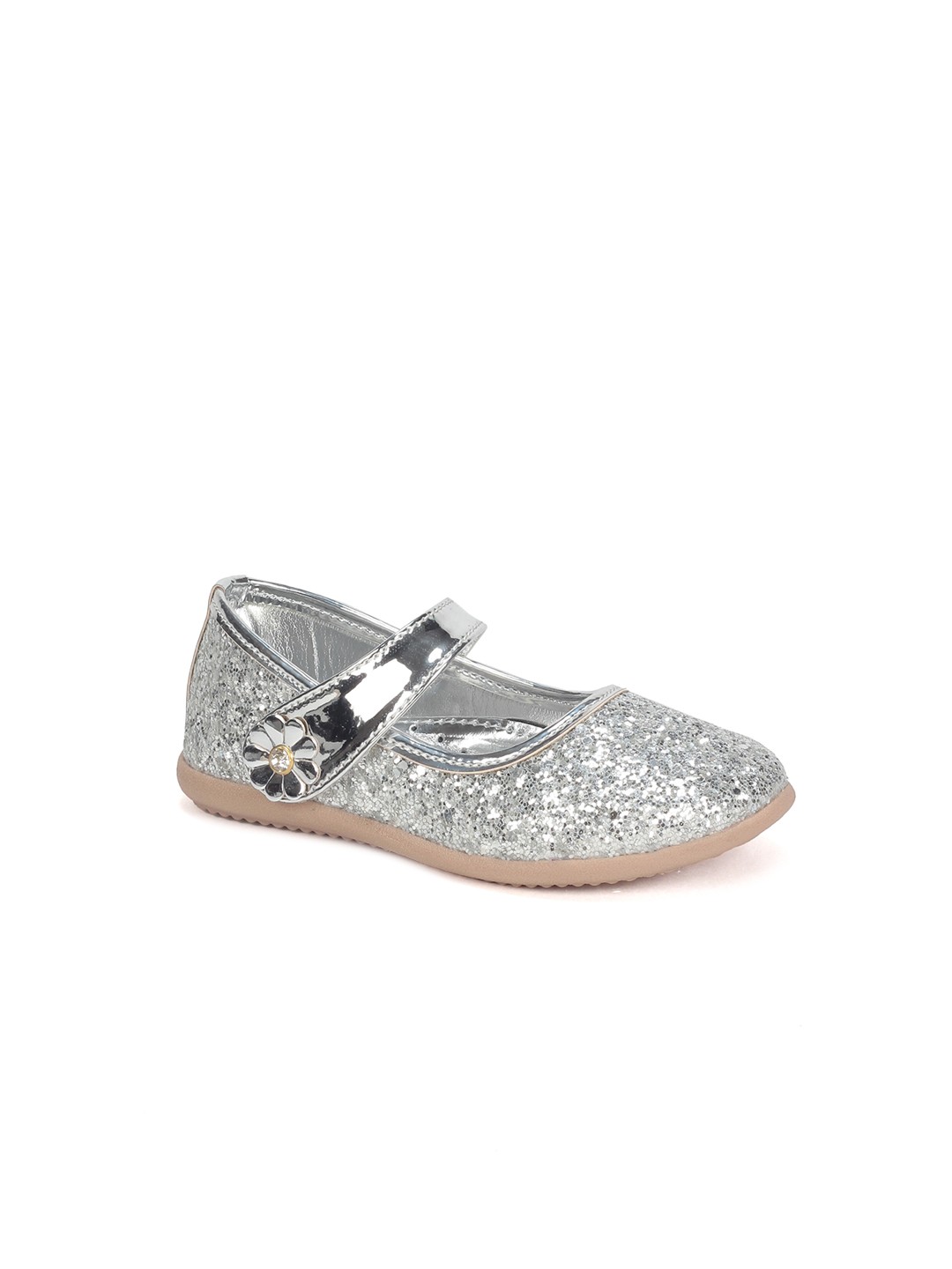 

Lil Lollipop Girls Embellished Velcro Ballerinas, Silver