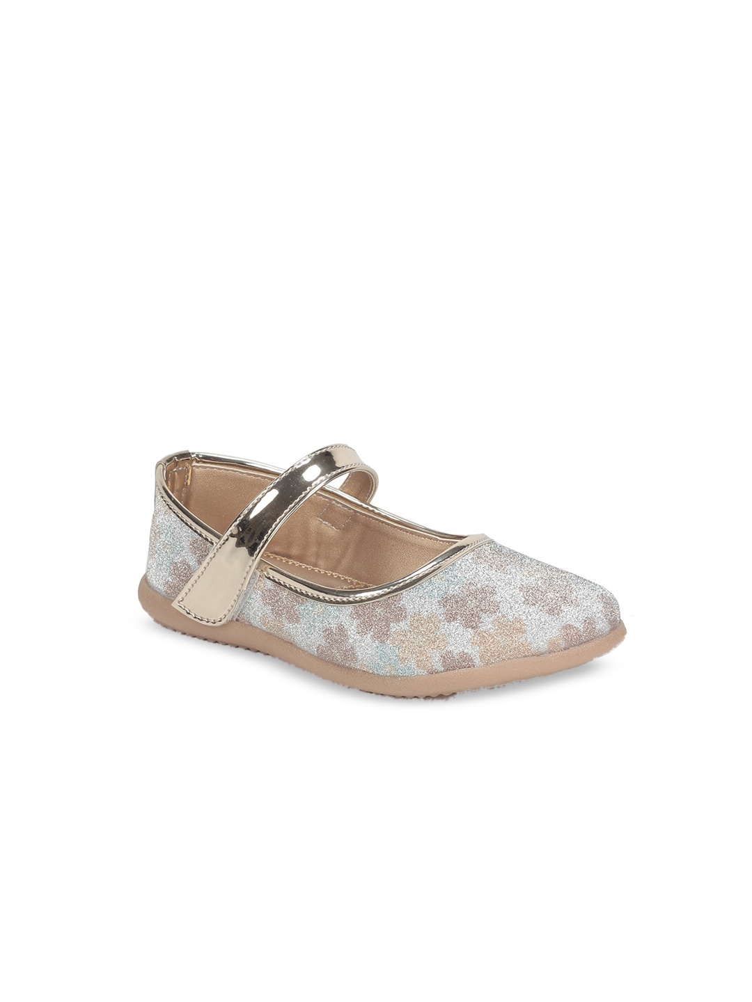 

Lil Lollipop Girls Shimmered Printed Velcro Ballerinas, Gold