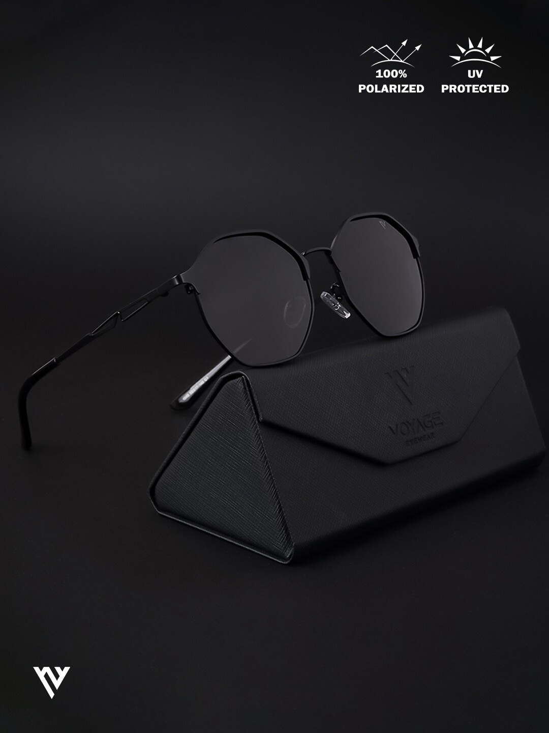 

Voyage Round Sunglasses With Polarised And UV Protected Lens 1046MG4146, Black