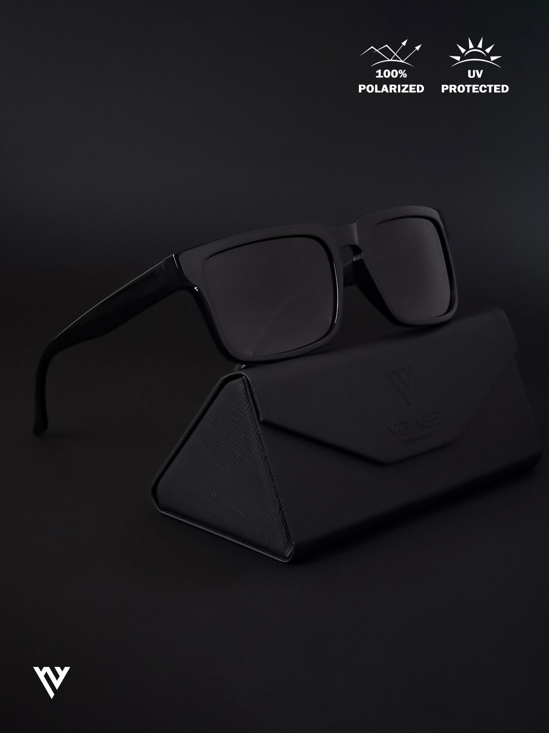

Voyage Square Wayfarer Sunglasses With Polarised And UV Protected Lens 3106MG4148, Black