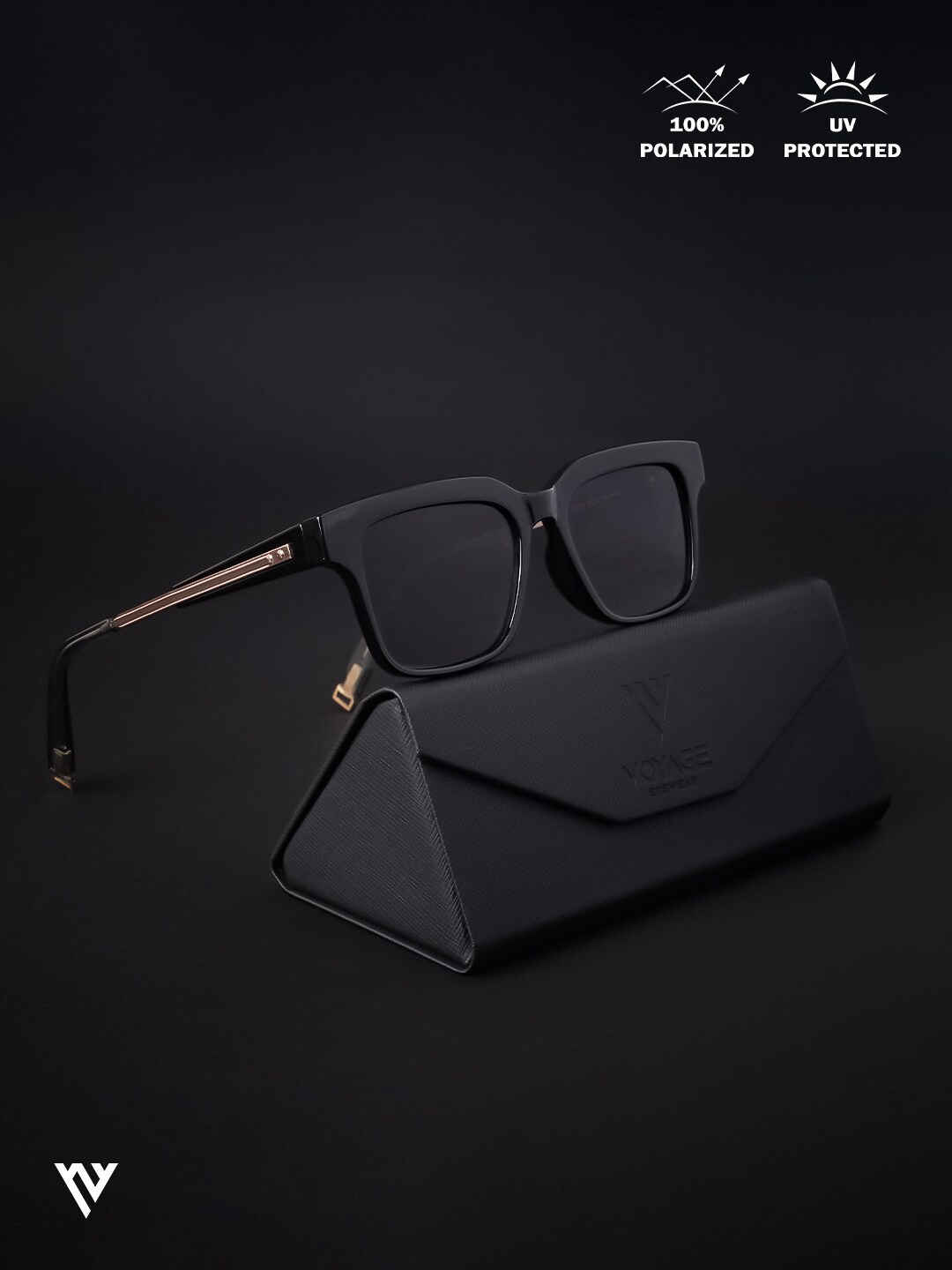 

Voyage Wayfarer Lens with Polarised and UV Protected Sunglasses, Black