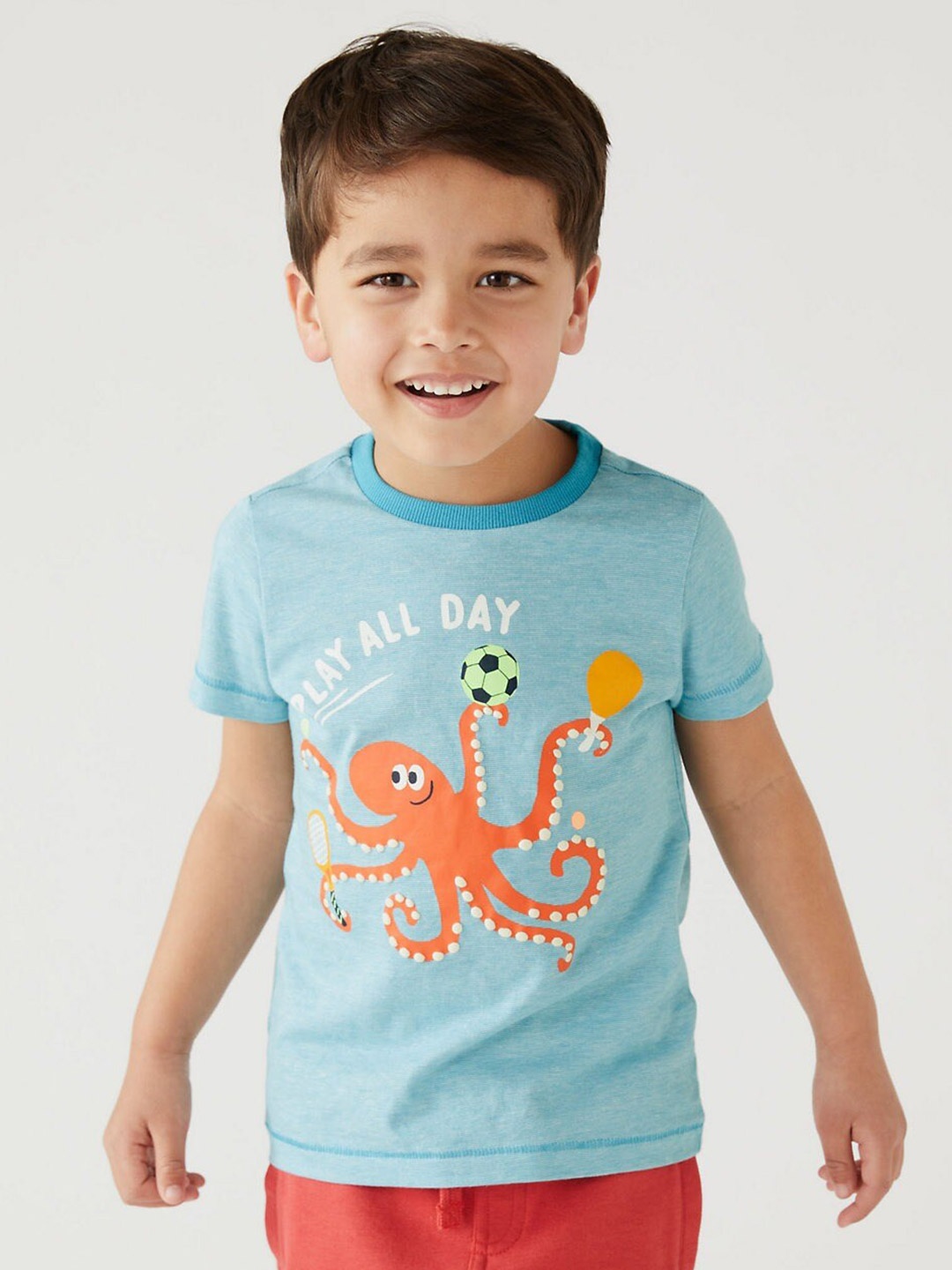 

Marks & Spencer Boys Graphic Printed Cotton T-shirt, Blue
