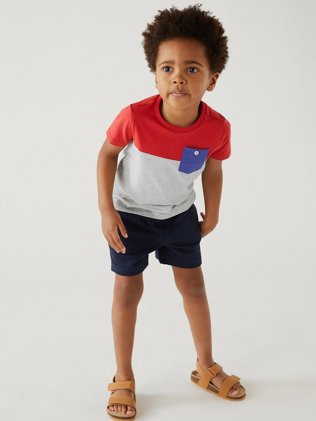 

Marks & Spencer Boys Pack Of 3 Colourblocked Pure Cotton T-Shirt, Multi