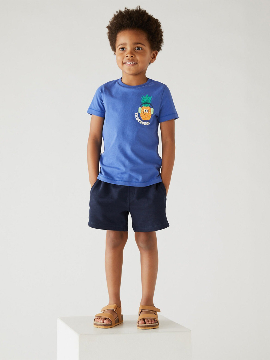 

Marks & Spencer Boys Printed V-Neck Cotton T-shirt, Blue