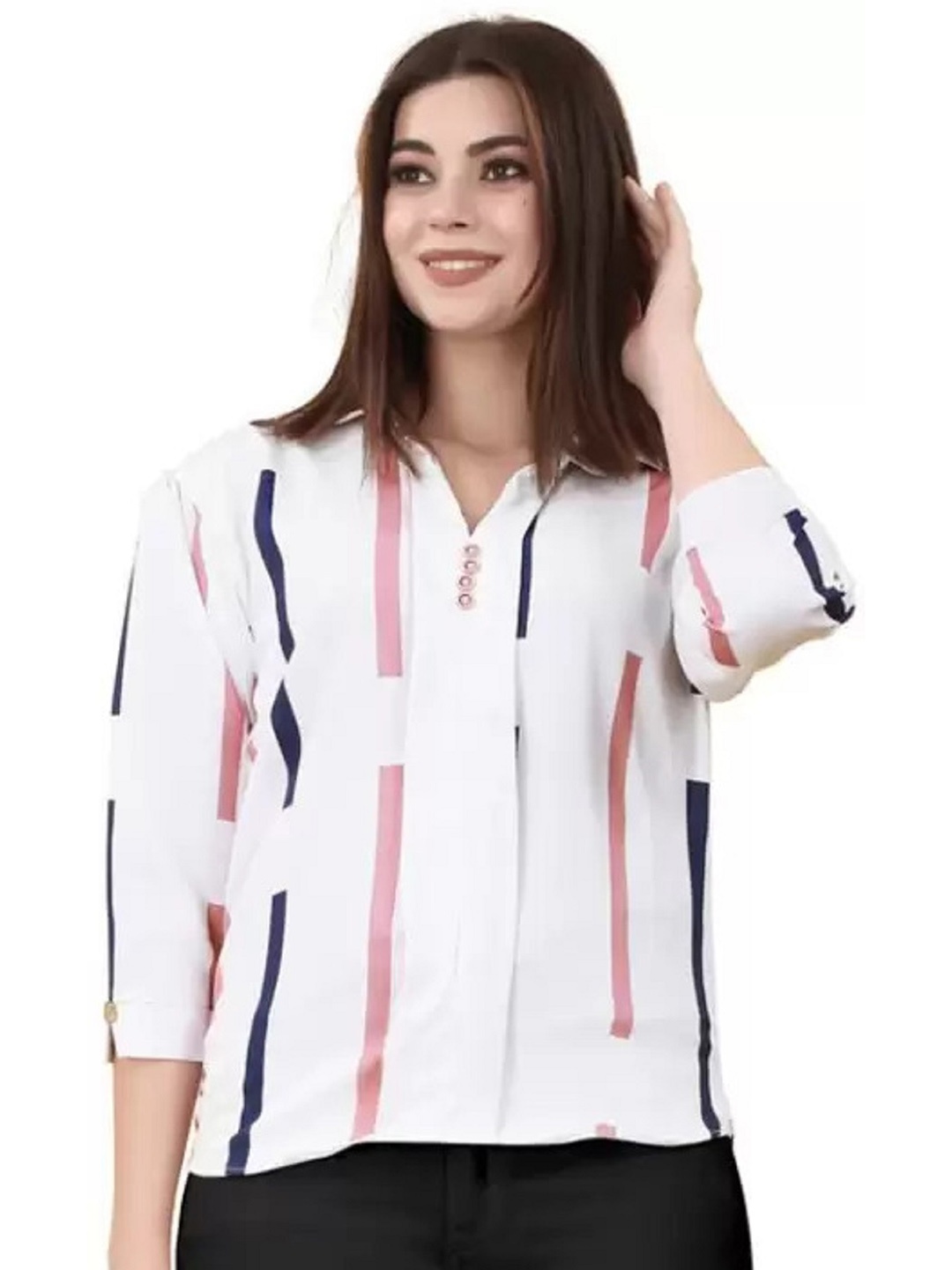 

White World Striped Cotton Shirt Style Top