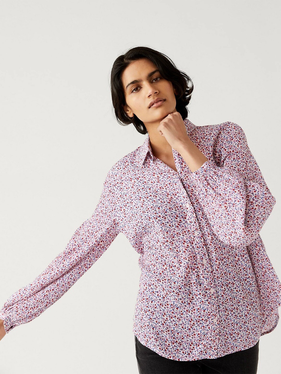 

Marks & Spencer Floral Printed Casual Shirt, Pink