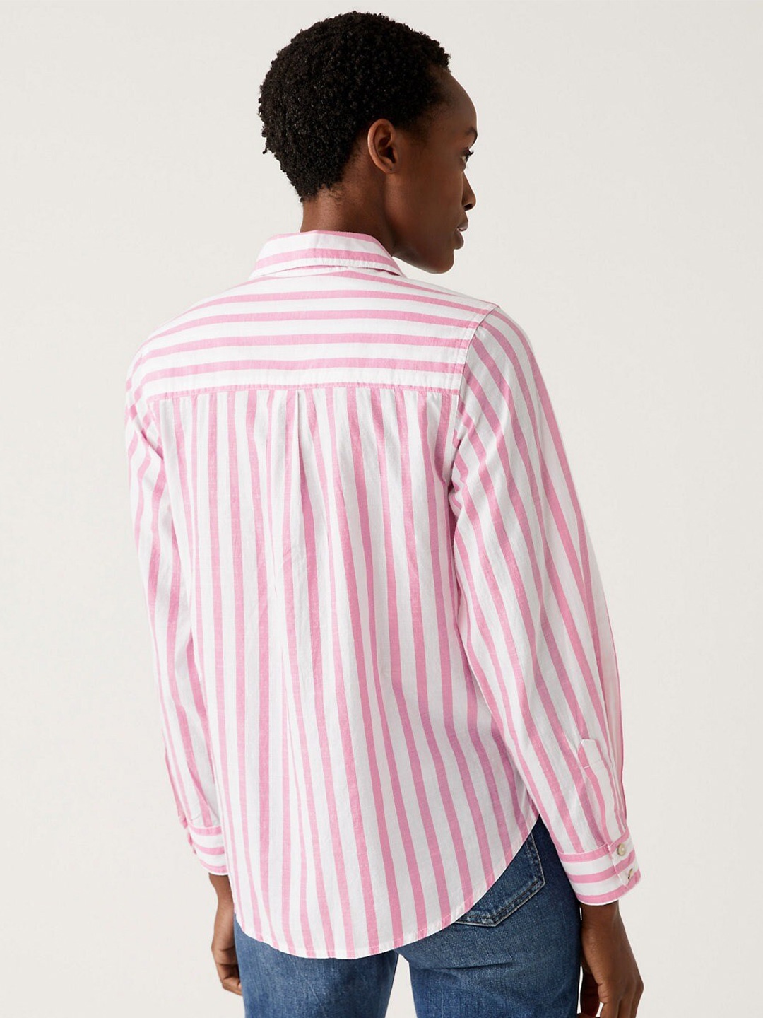 

Marks & Spencer Striped Pure Cotton Casual Shirt, Pink