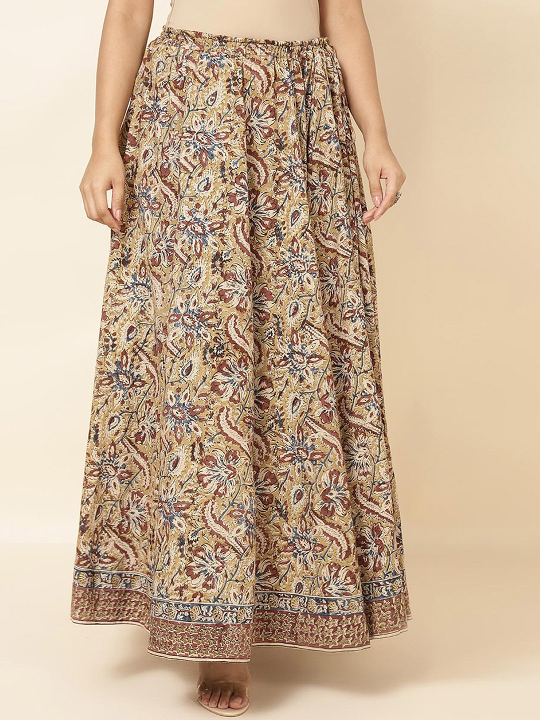 

Fabindia Ethnic Motifs Printed Maxi-Length Cotton Skirts, Brown