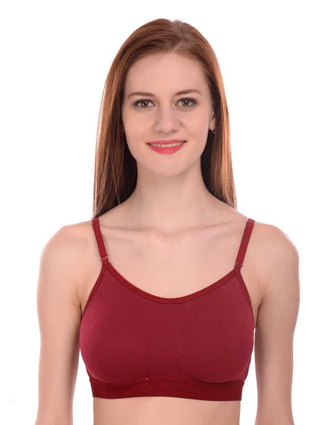 

LYTIX Seamless Non-Wired Non-Padded Full Coverage 360 Degree Support Dry-Fit Workout Bra, Maroon