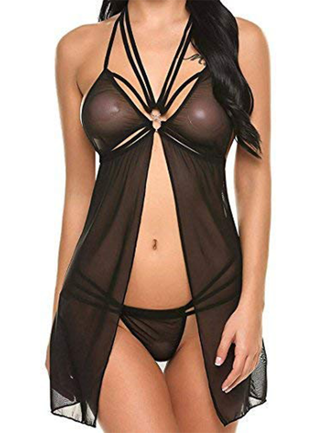

LYTIX G-String Lace Detail Baby Doll with Briefs, Black
