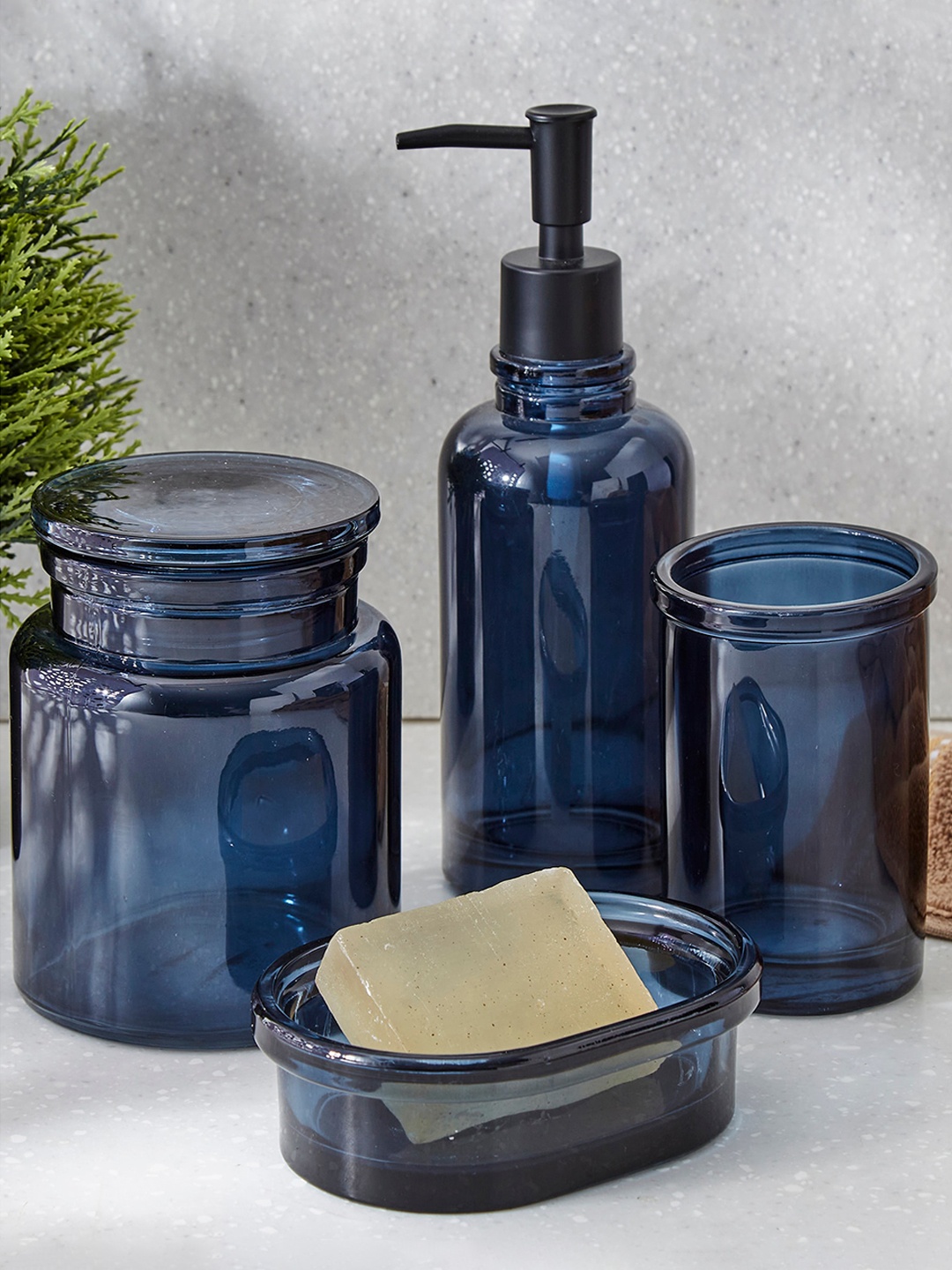

Home Centre Color Refresh Blue Glass Soap Dish