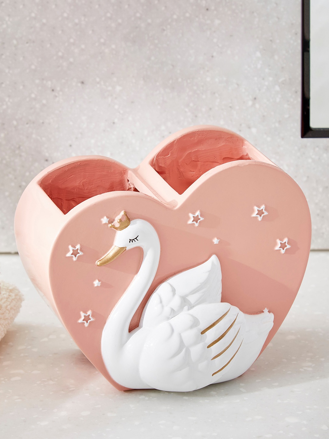 

Home Centre Pink & White Slate Swan Textured Toothbrush Holder