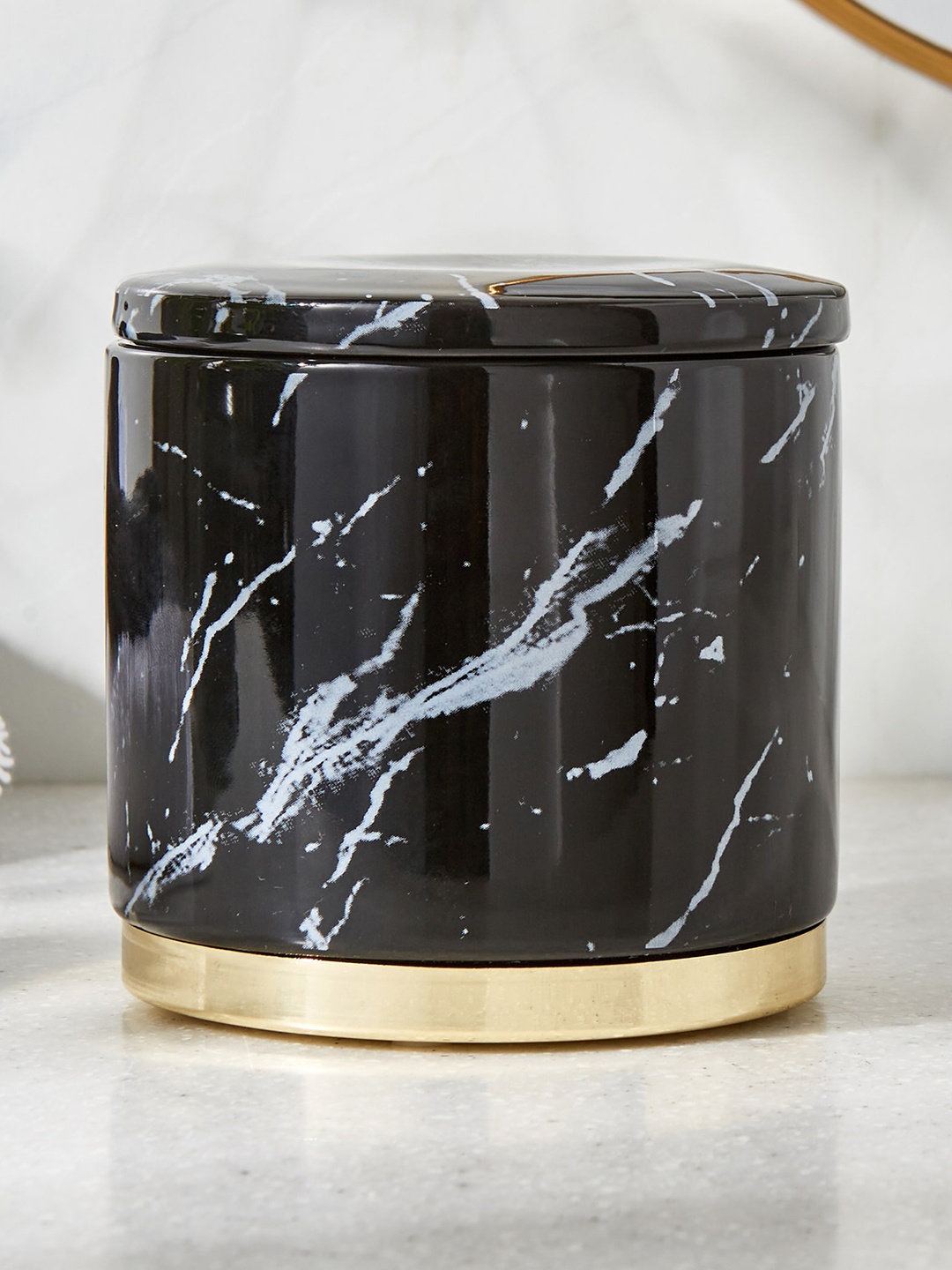 

Home Centre Aubree Dapple Black & White Printed Ceramic Cotton Jar