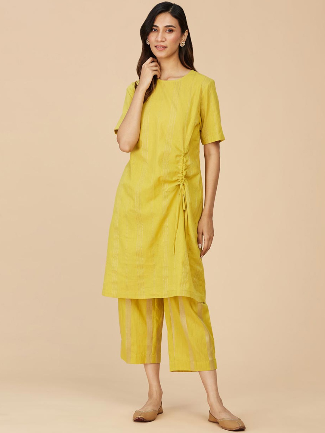 

Fabindia Striped Kurta with Trousers, Yellow