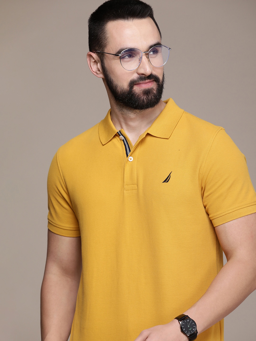 

Nautica Polo Collar Pure Cotton T-shirt, Mustard