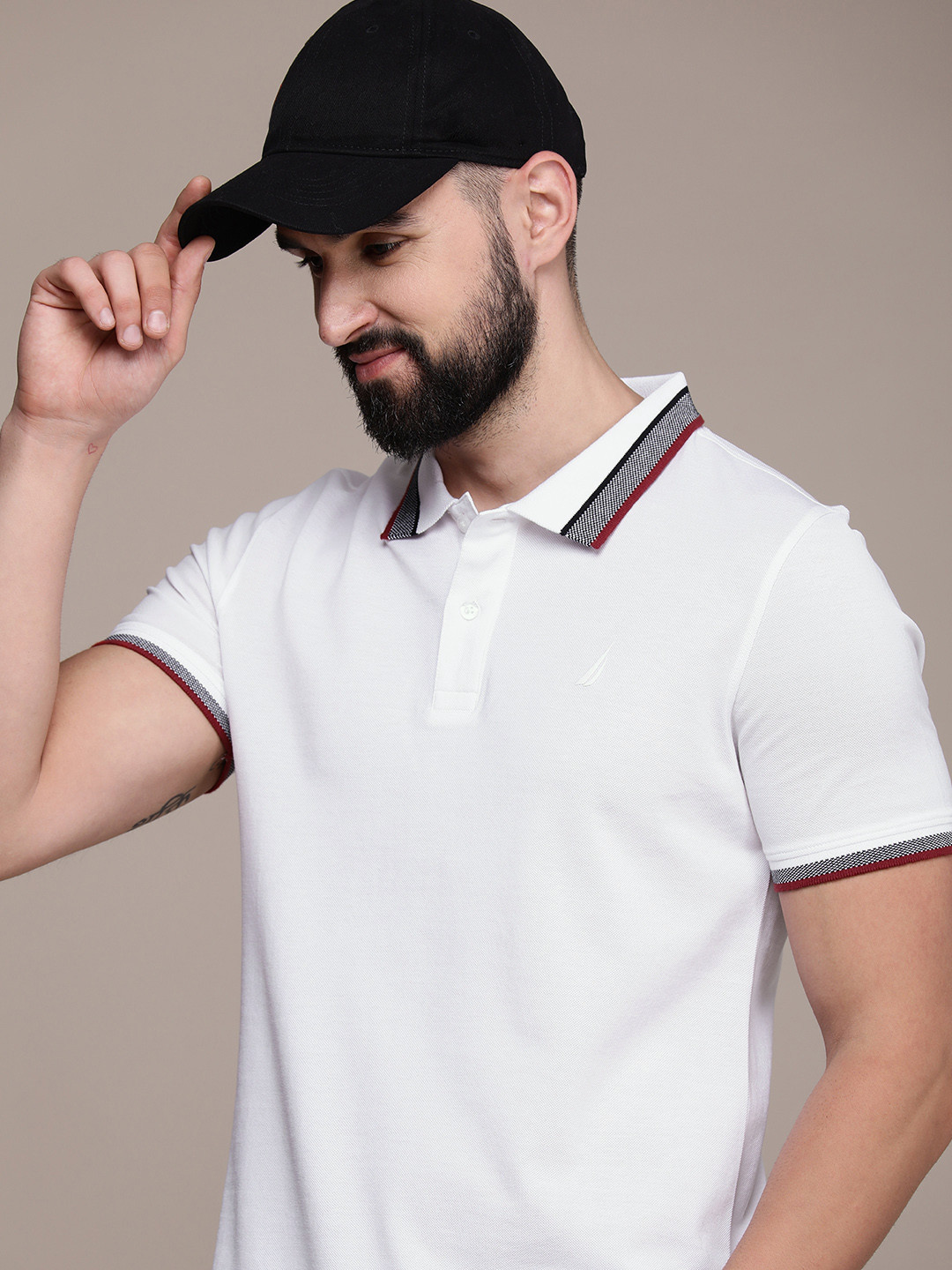 

Nautica Solid Polo Collar Pure Cotton T-shirt, White