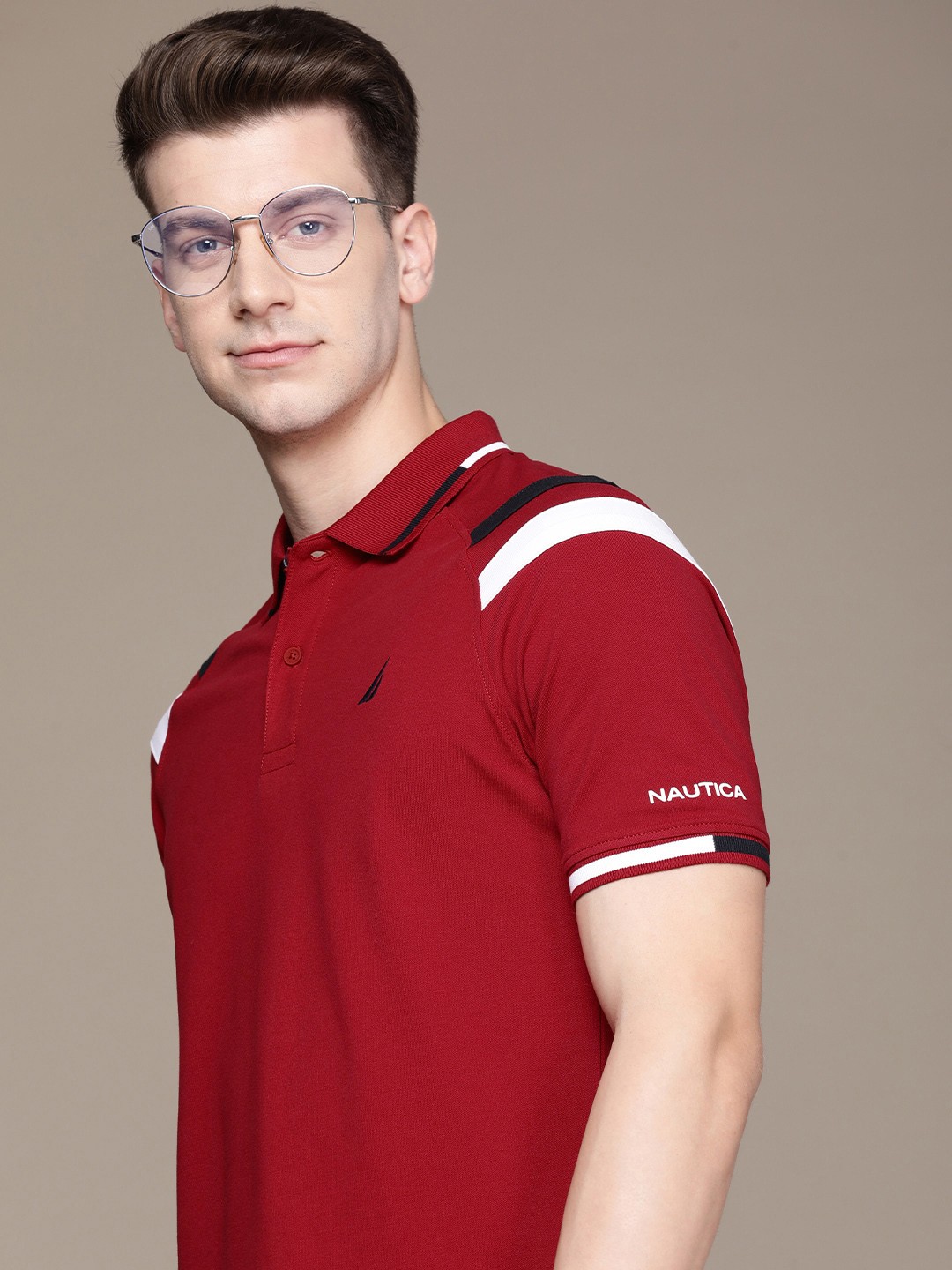 

Nautica Polo Collar T-shirt, Maroon