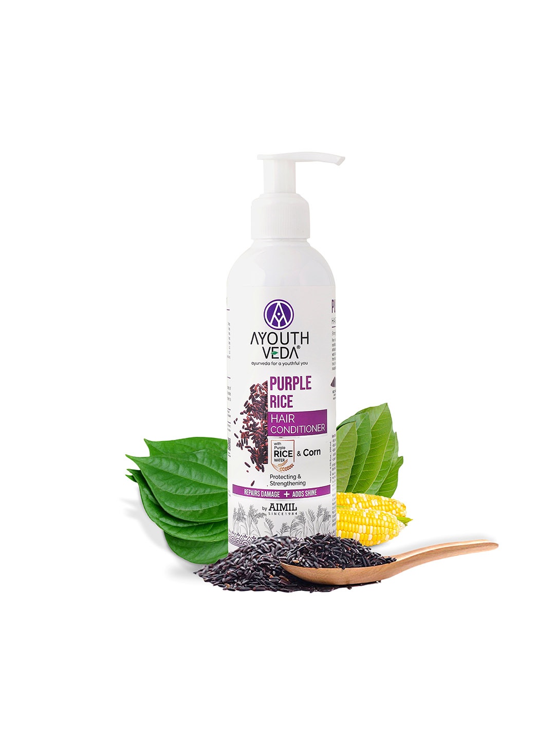 

AYOUTHVEDA Purple Rice Hair Conditioner For Damaged & Frizzy Hair - 200ml, White