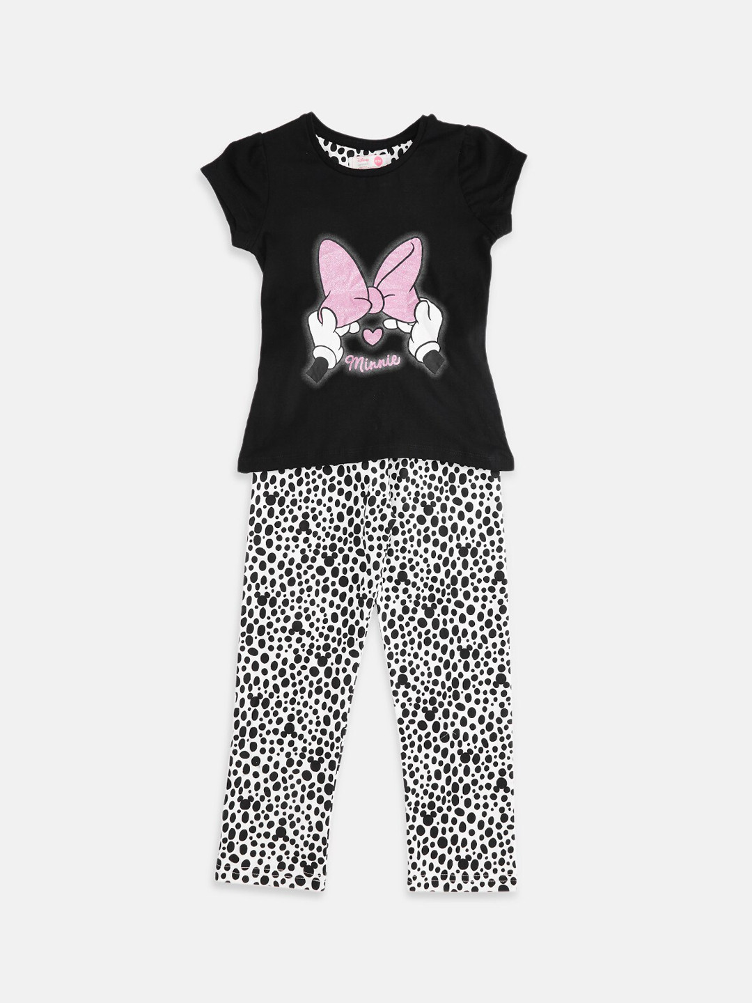 

Pantaloons Junior Girls Minnie Mouse Printed Night suit, Black