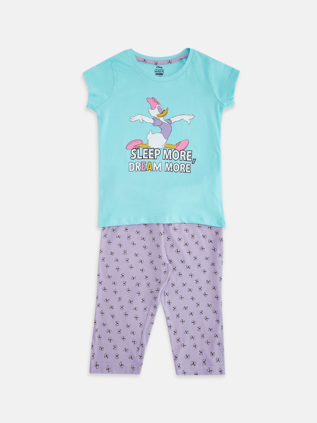 

Pantaloons Junior Girls Daisy Duck Printed Night suit, Purple