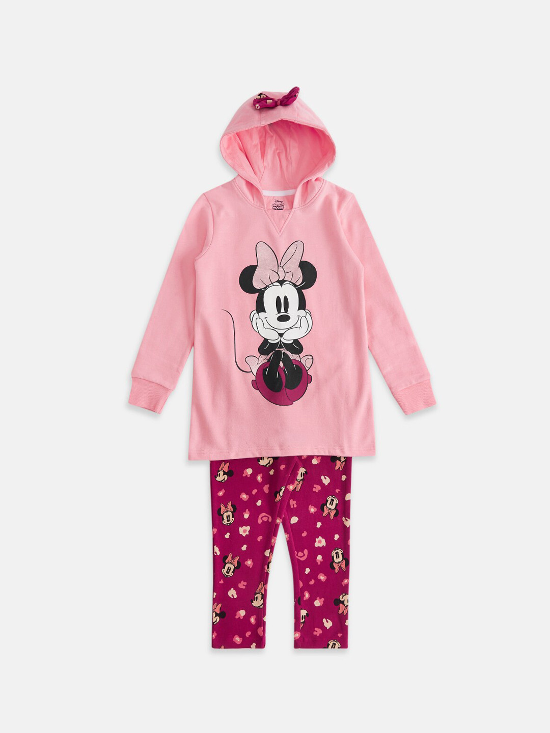 

Pantaloons Junior Girls Minnie Mouse Printed Night suit, Peach
