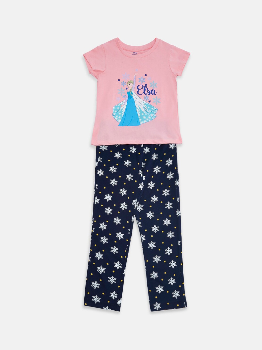 

Pantaloons Junior Girls Elsa Printed Night suit, Pink