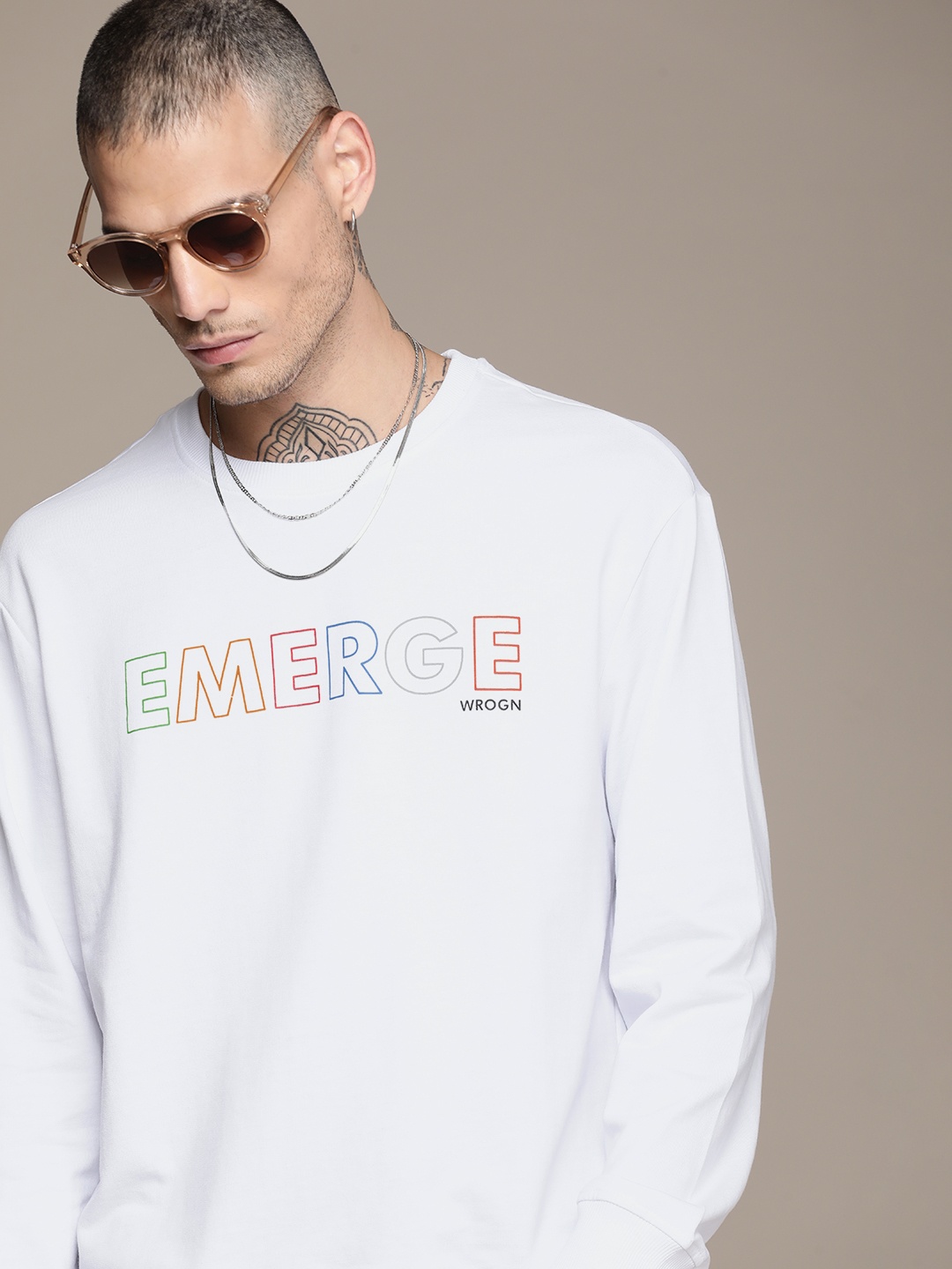 

WROGN Graphic Typography Printed Slim Fit Sweatshirt, White