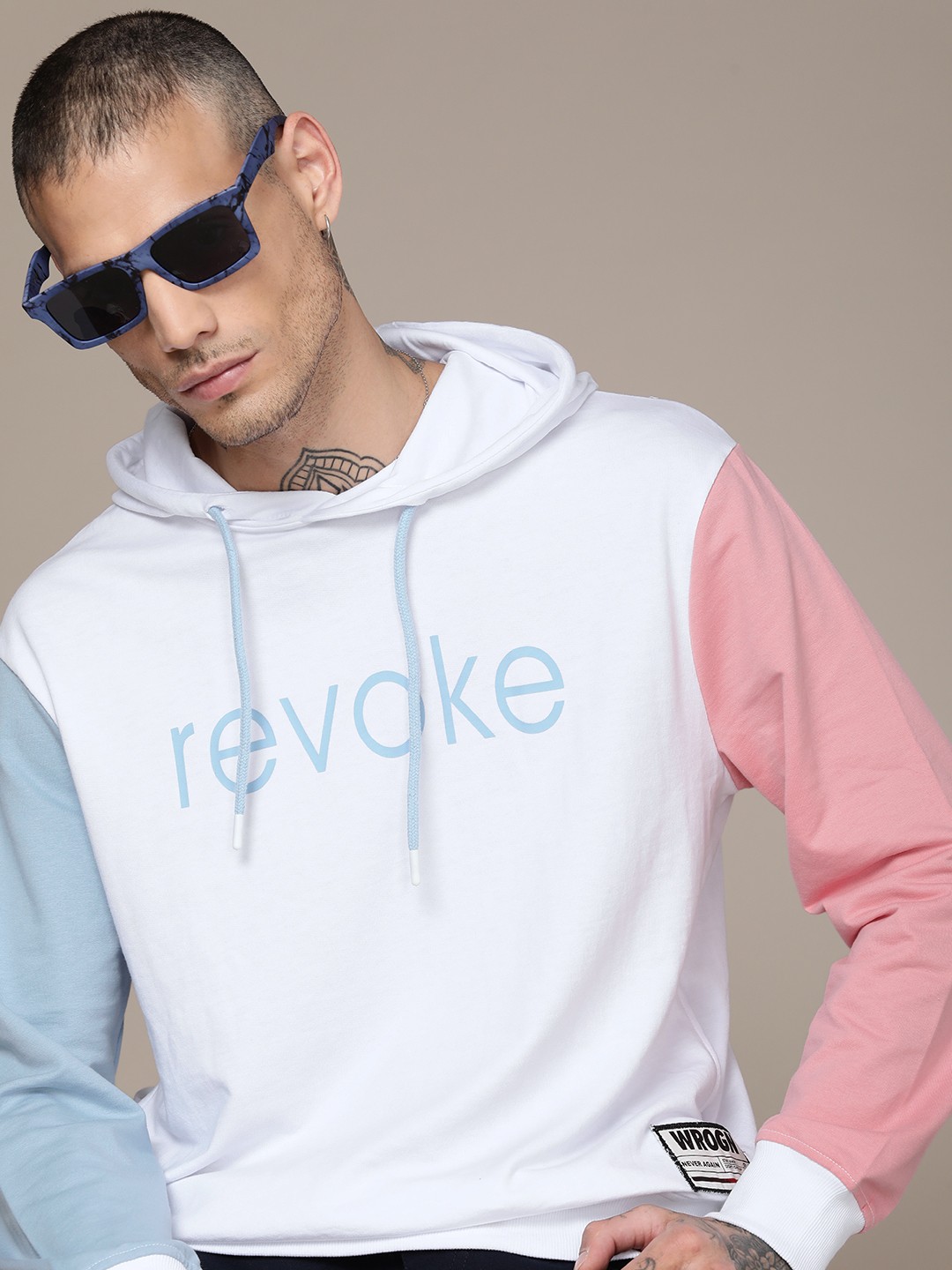

WROGN Printed Hooded Sweatshirt, White