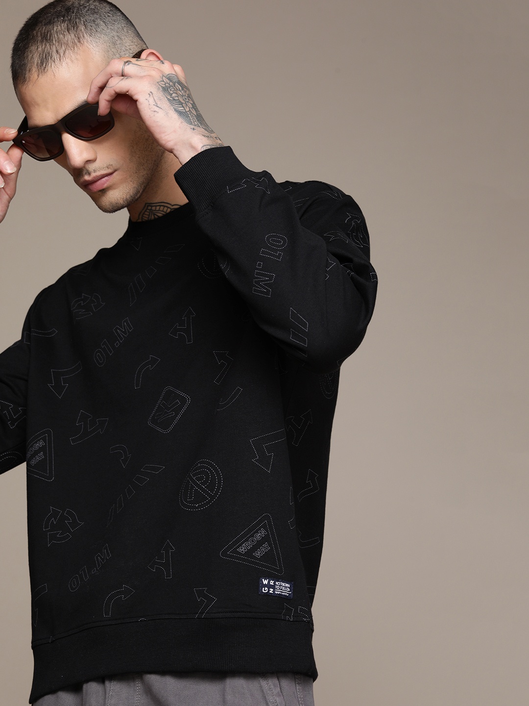 

WROGN Printed Sweatshirt, Black