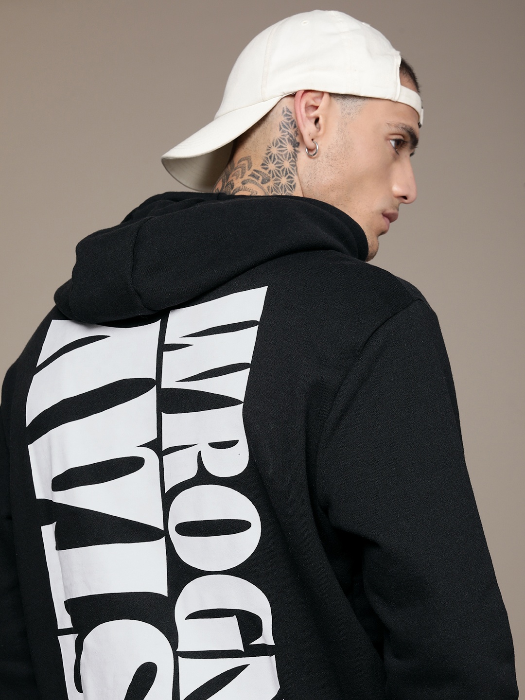 

WROGN Printed Hooded Sweatshirt, Black