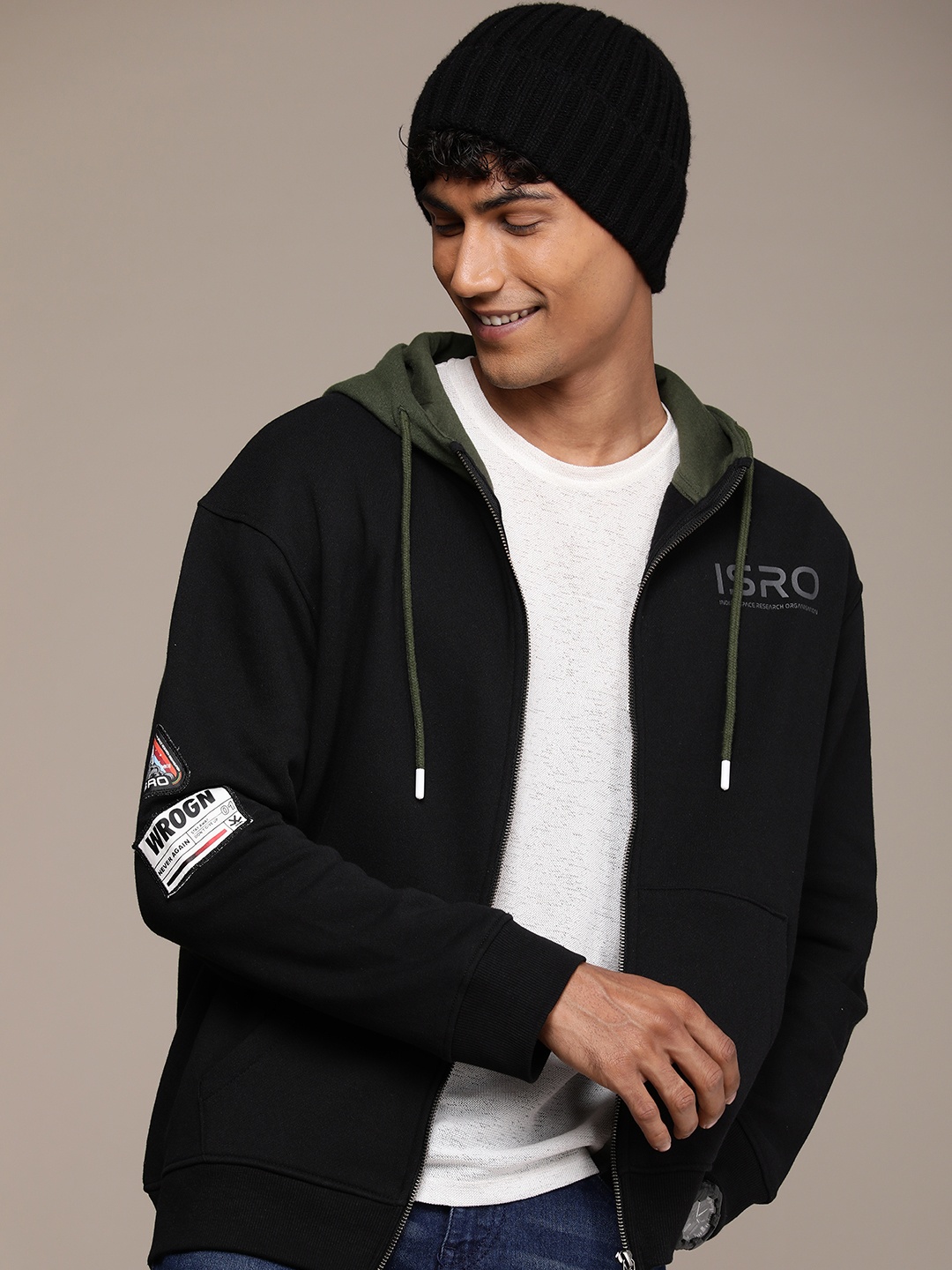 

WROGN Men Hooded Sweatshirt, Black