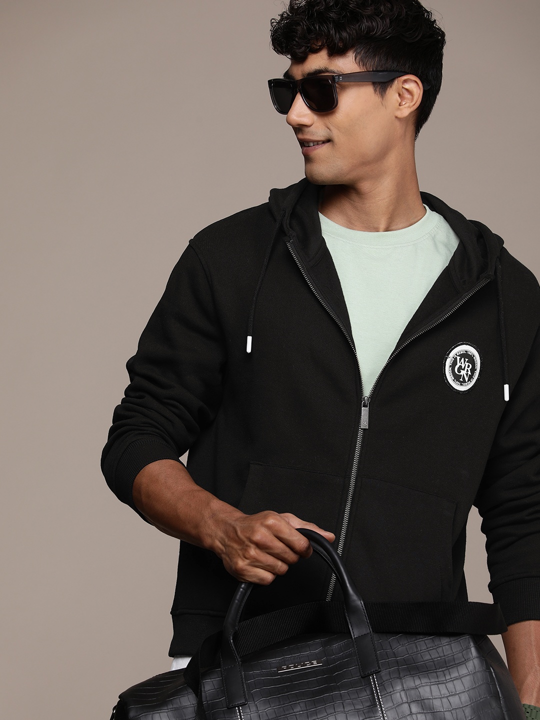 

WROGN Slim Fit Hooded Sweatshirt, Black