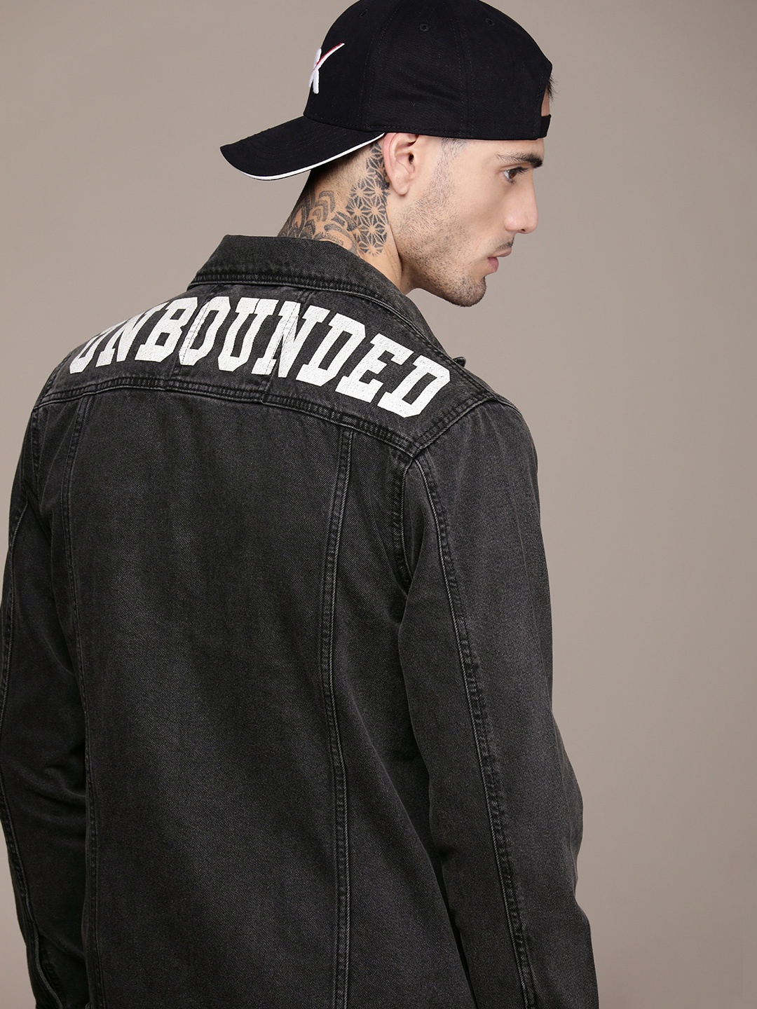

WROGN Pure Cotton Slim Fit Typography Printed Tailored Jacket, Black