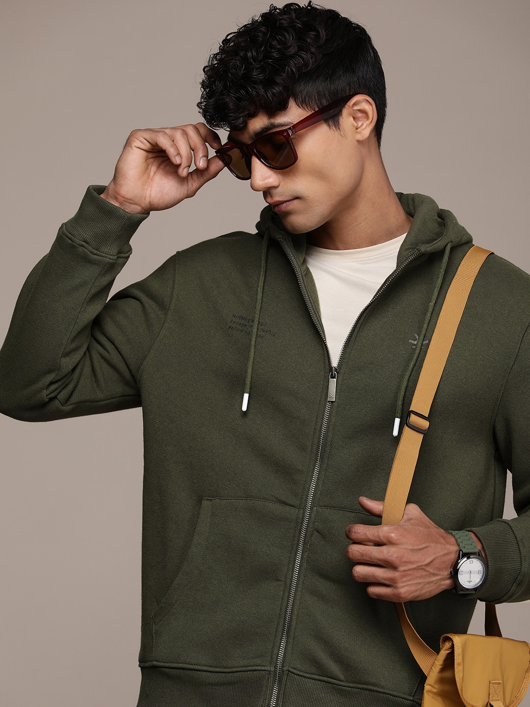 

WROGN Slim Fit Hooded Sweatshirt, Olive