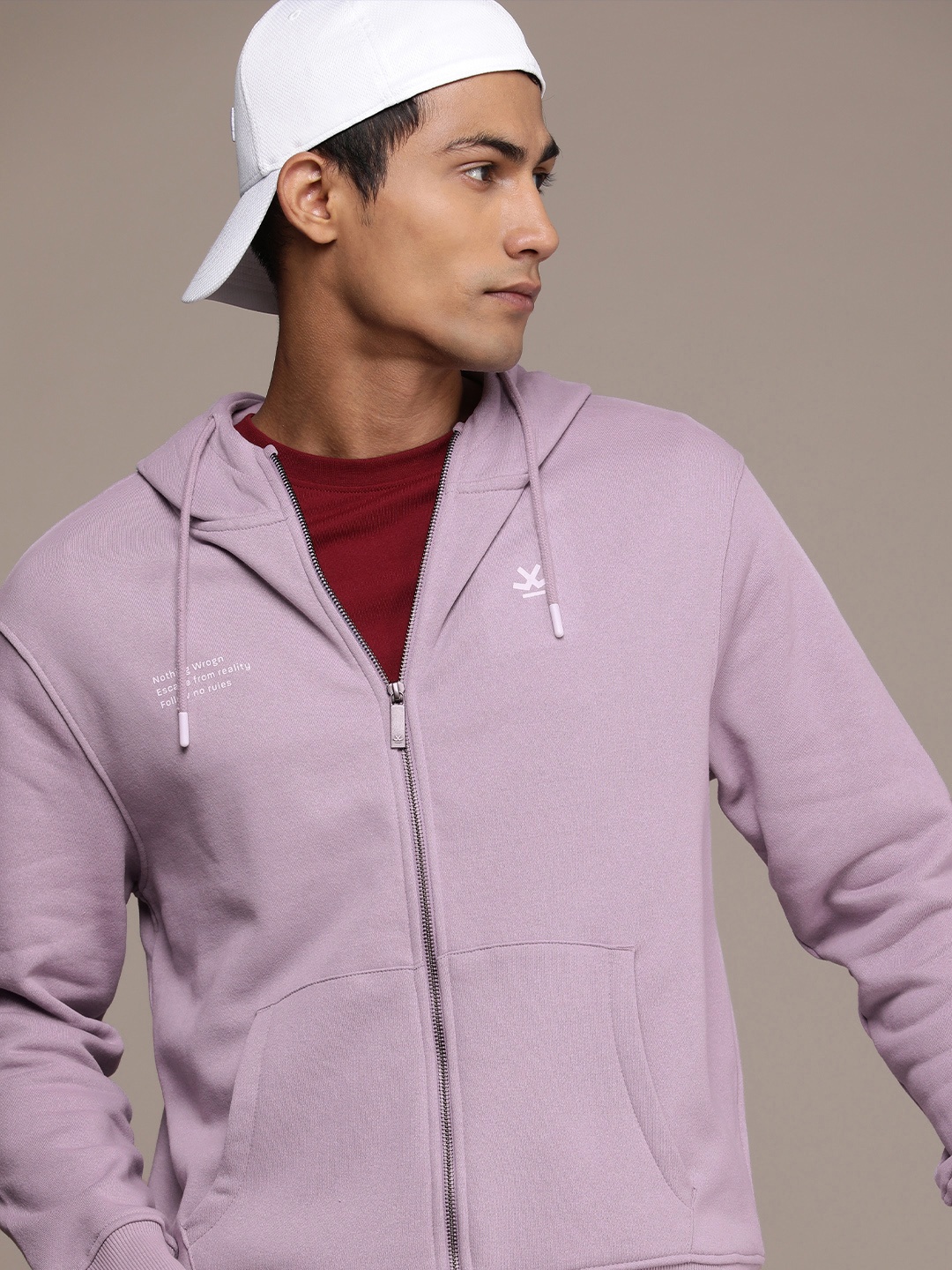 

WROGN Slim Fit Hooded Sweatshirt, Lavender