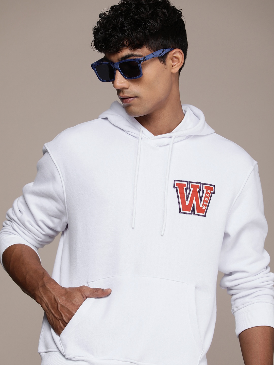 

WROGN Slim Fit Hooded Sweatshirt, White