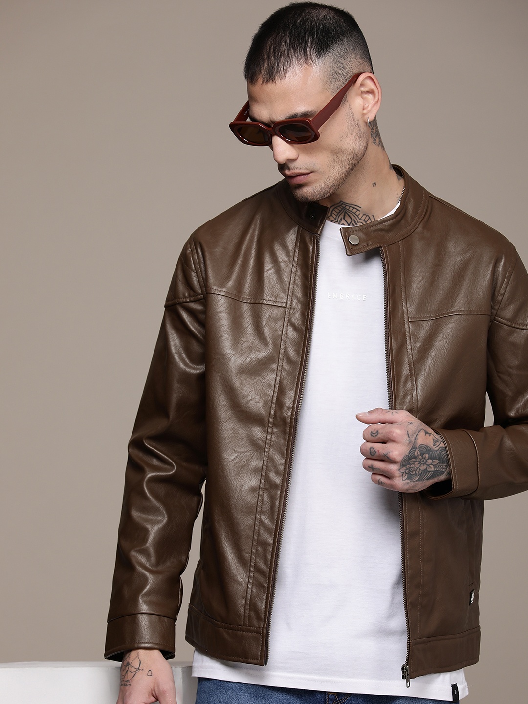 

WROGN Biker Jacket, Brown