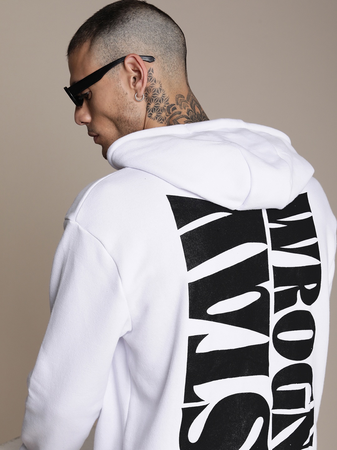 

WROGN Printed Hooded Sweatshirt, White