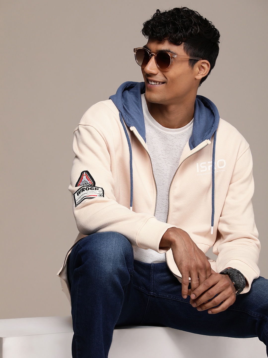 

WROGN Hooded Sweatshirt, Cream