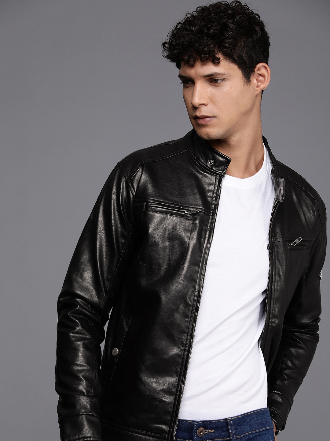 

WROGN Leather Jacket, Black