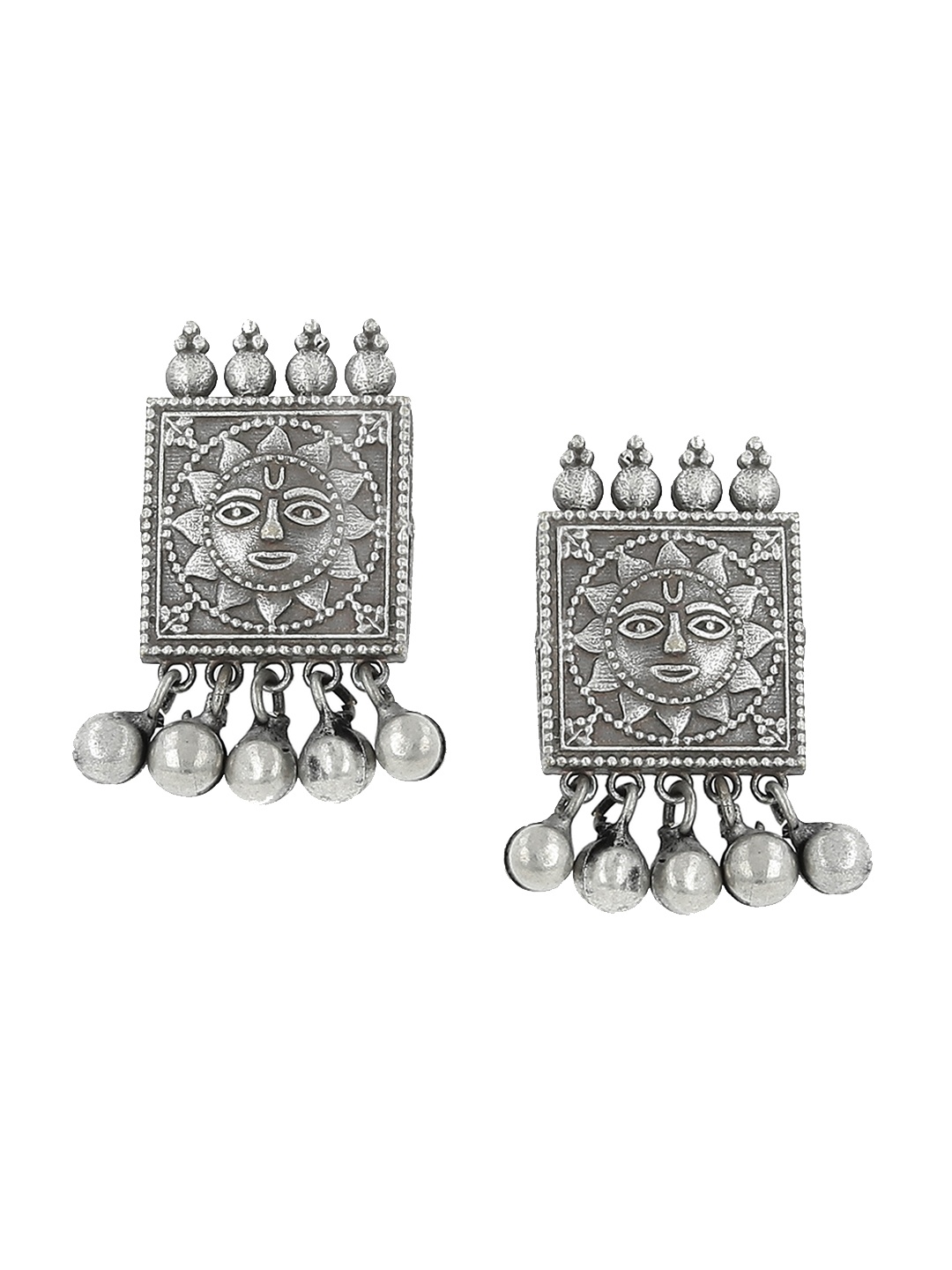 

EL REGALO Square Shaped Drop Earrings, Silver