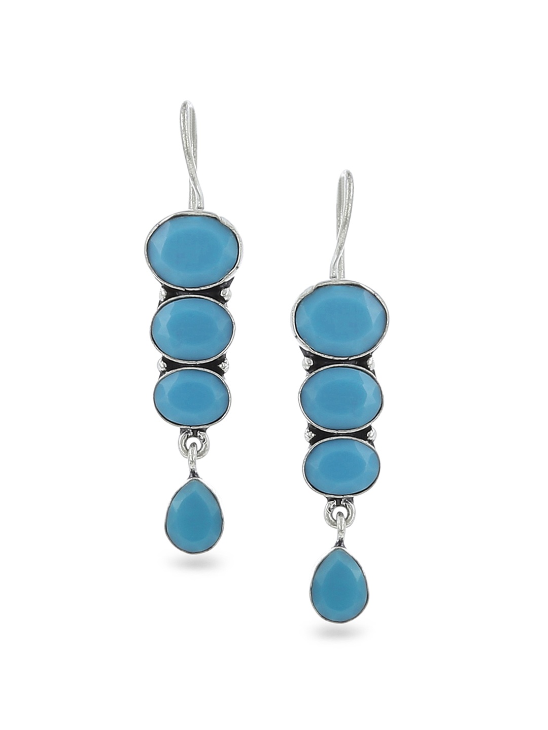 

EL REGALO Silver-Plated Contemporary Drop Earrings