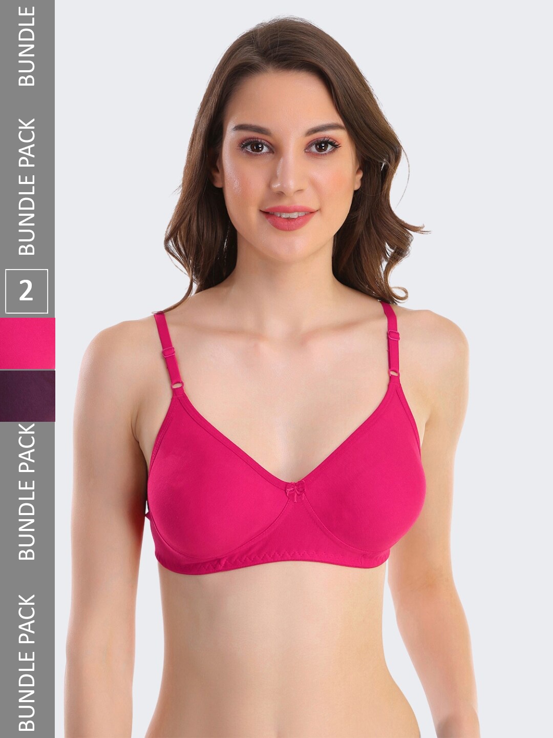 

POOJA RAGENEE Pack Of 2 Full Coverage Seamless Cups Cotton Bra MQ3040_MG_WN_28B, Purple