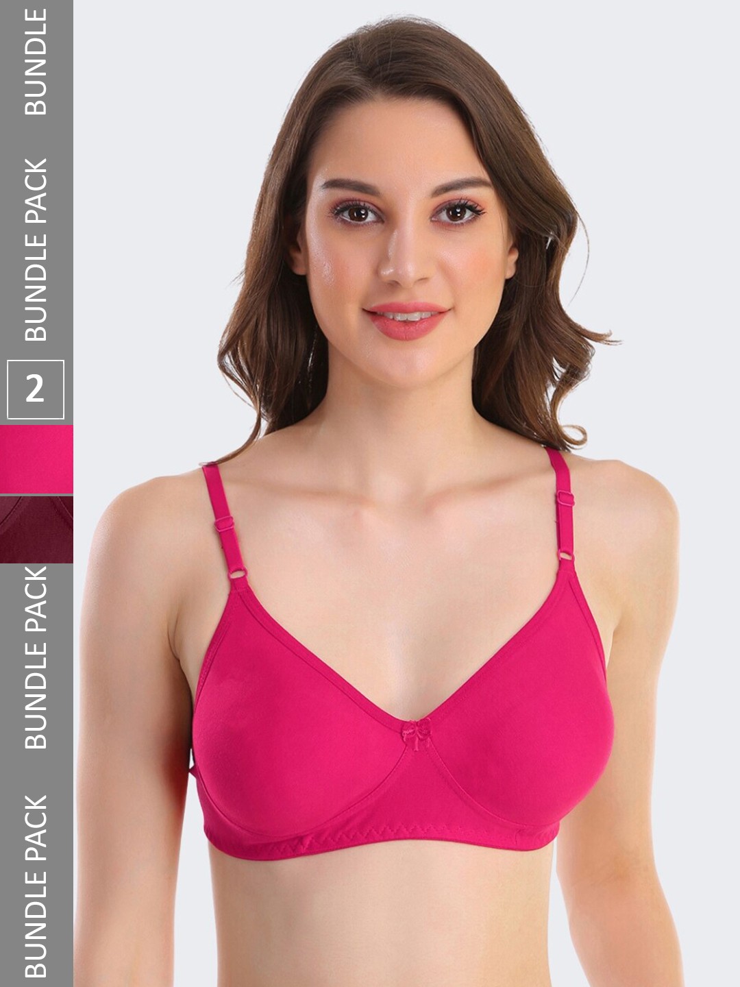 

POOJA RAGENEE Pack Of 2 Full Coverage Seamless All Day Comfort Non-Padded Everyday Bras, Maroon