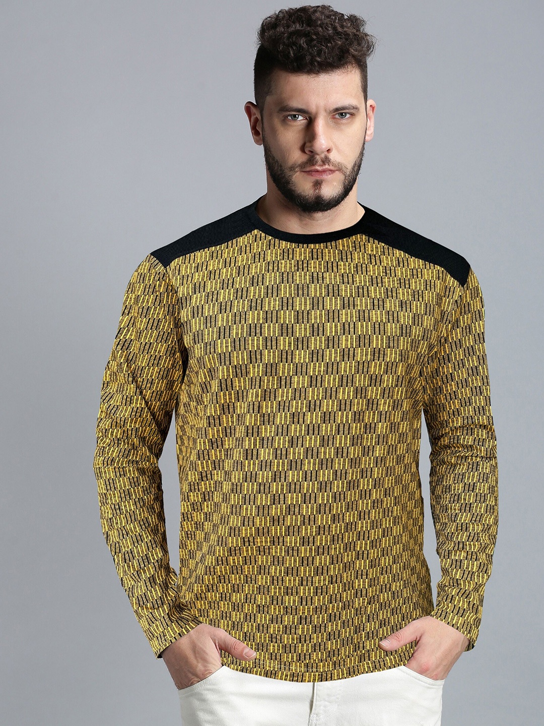 

UrGear Vertical Striped Pure Cotton T-shirt, Yellow