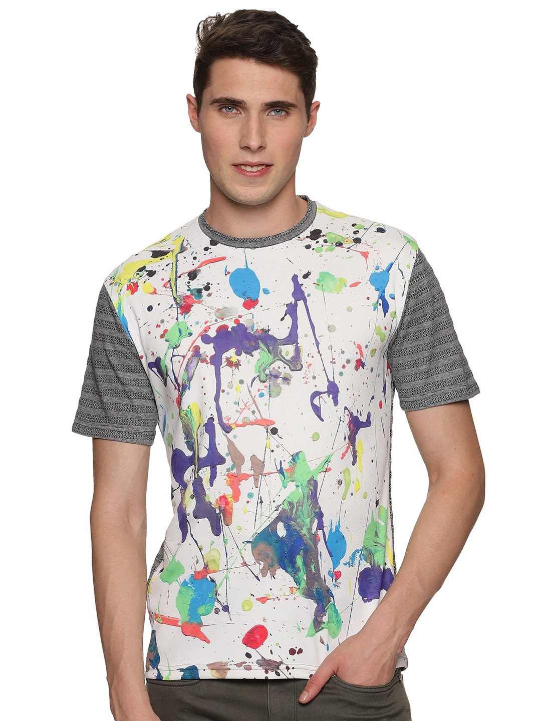 

UrGear Abstract Printed Pure Cotton T-shirt, Off white