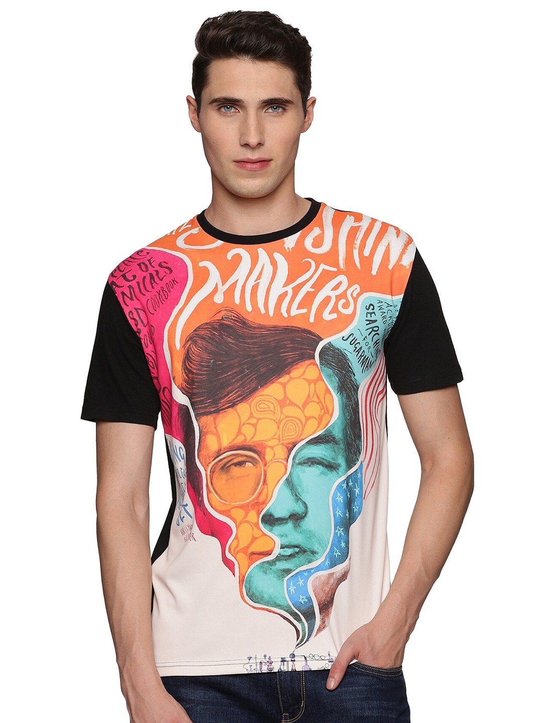 

UrGear Graphic Printed Pure Cotton T-shirt, Black