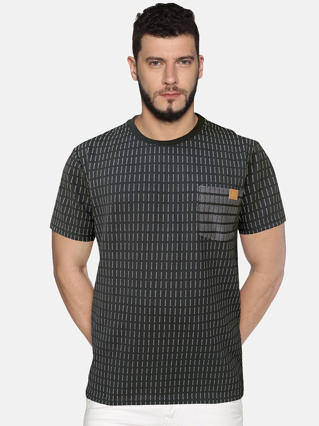 

UrGear Striped Pure Cotton T-shirt, Black